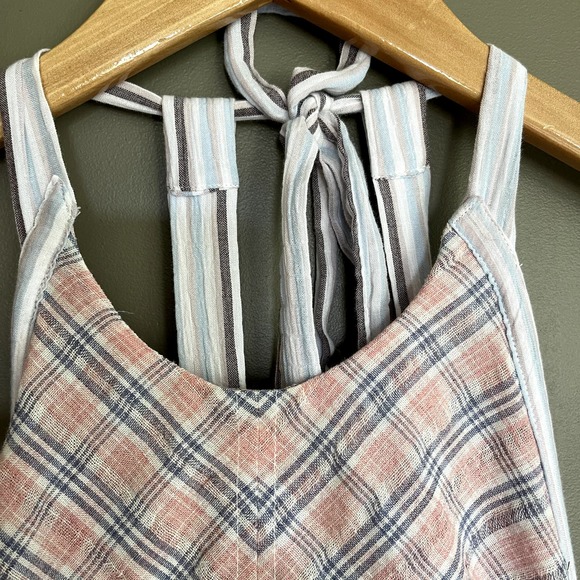 Free People Color Theory Midi Dress Pink Combo Size XS Plaid Backless Sleeveless - Picture 6 of 16